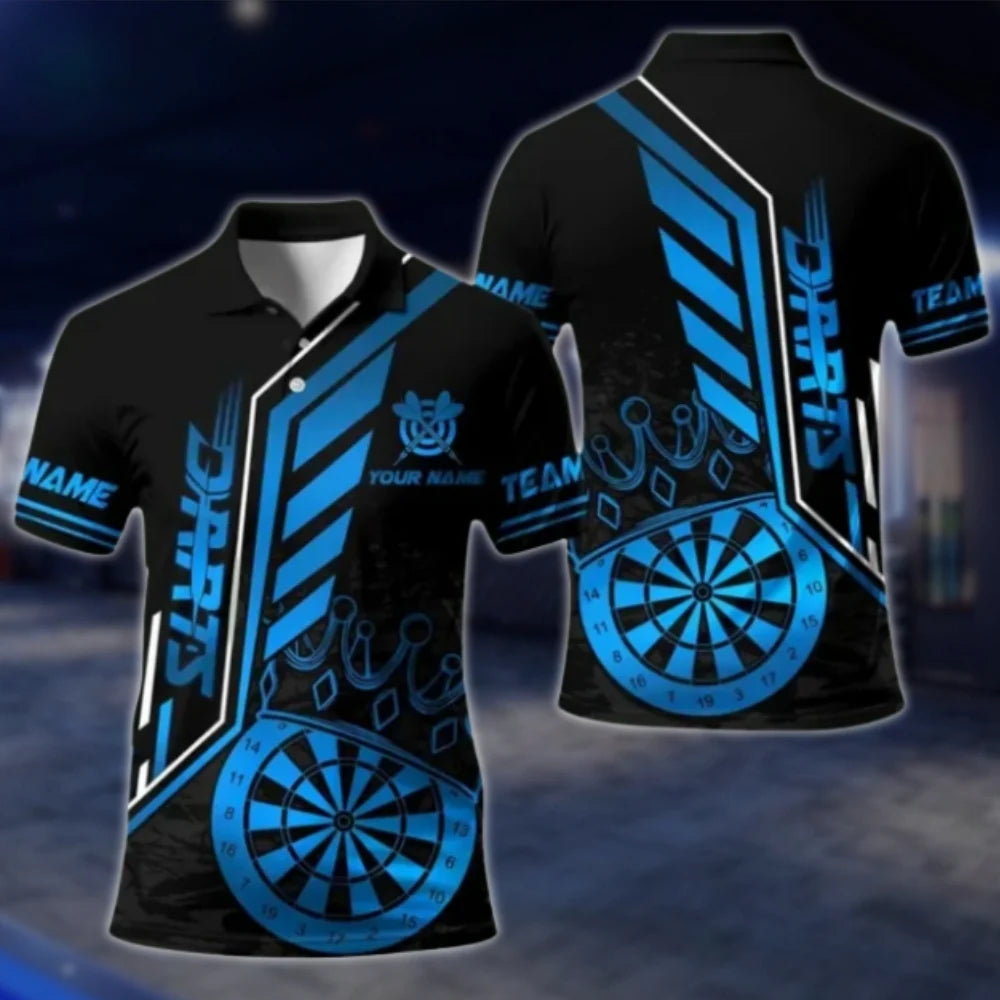 Custom Men's Black And Gold Darts Team Polo Shirt, Custom Dart Shirts DAT0385