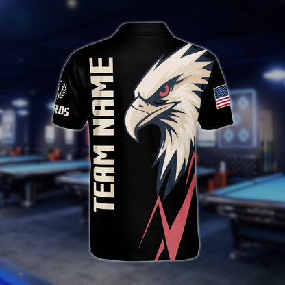 Custom Eagle Billiard Men Polo Shirt, Custom Patriotic Eagle Pool Billiard Team Shirts BLD0257