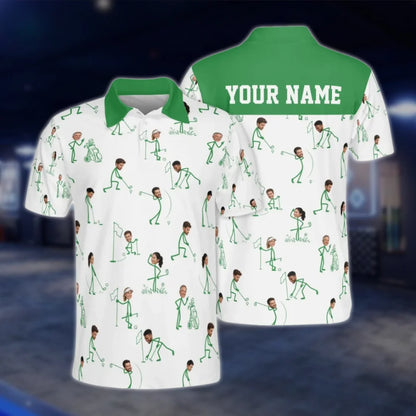Custom Faces With Stick Figure Golf Polo Shirt Men, Custom Funny Golf Shirts With Photo GOF0065