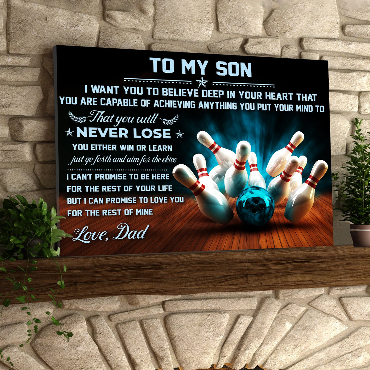 Bowling Dad To Son Never Lose Graphic Printed Canvas Bowl Game Living Room Decor Gift For Bowlers ORN0145