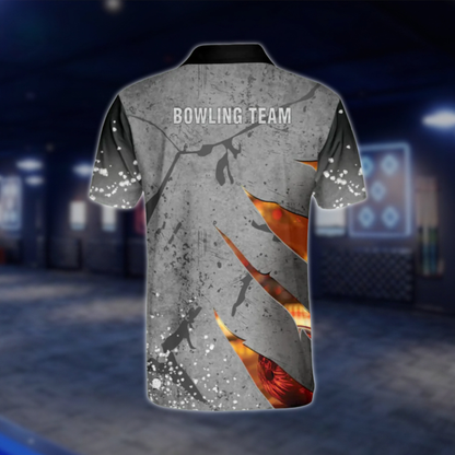 Custom Team Grey Bowling Polo Shirts For Men, Custom Bowling Shirts BM0311 BOW0442