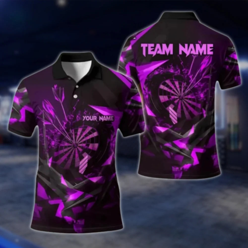 Custom Team Black Yellow Dart Polo Shirt For Men, Custom Darts Shirts DAT0395