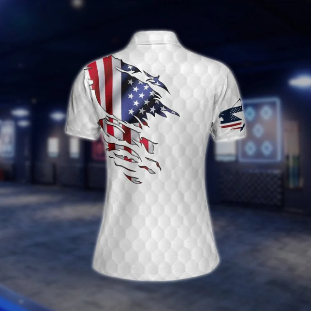 American Flag Golf Polo Shirts For Women, Ladies Patriotic Golf Shirts GOF0272
