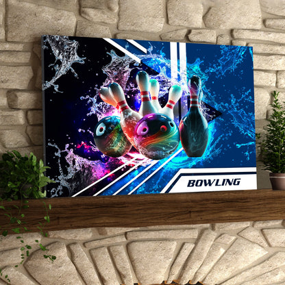 Rainbow Bowling Ball And Pins On Water Graphic Printed Canvas Bowl Game Living Room Decor Gift For Bowlers ORN0119