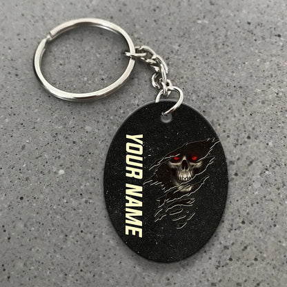Skull Pool 8 Ball I'm Here To Break Your Balls Personalized Name Keychain Gift For Billiard Players ORN0200
