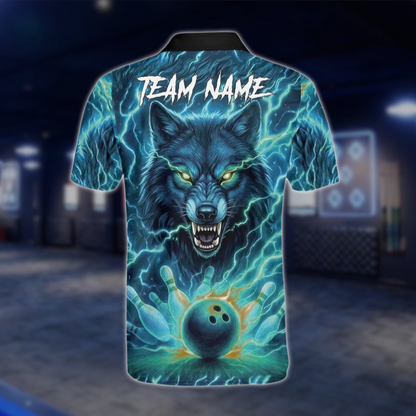 Personalized Wolf Thunder Bowling Mens Polo Shirt, Custom Team Wolf Bowling Shirt BZ0772 BOW0135