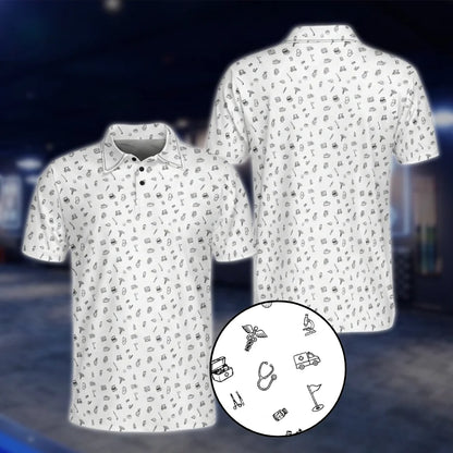Doctor Medical Pattern Mens Green Golf Polo Shirts, Doctor Golf Shirts GOF0009