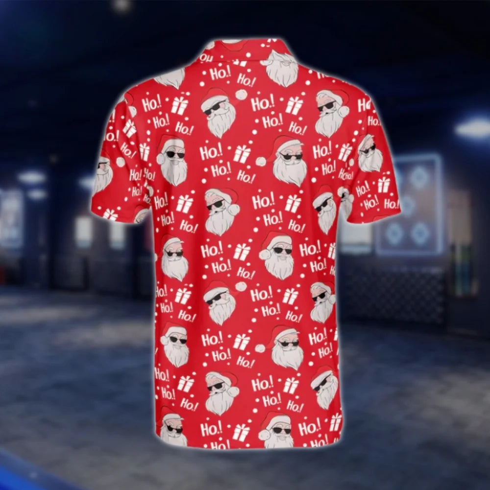 Funny Santa Red Mens Golf Polo Shirt, Christmas Golf Shirt GOF0134