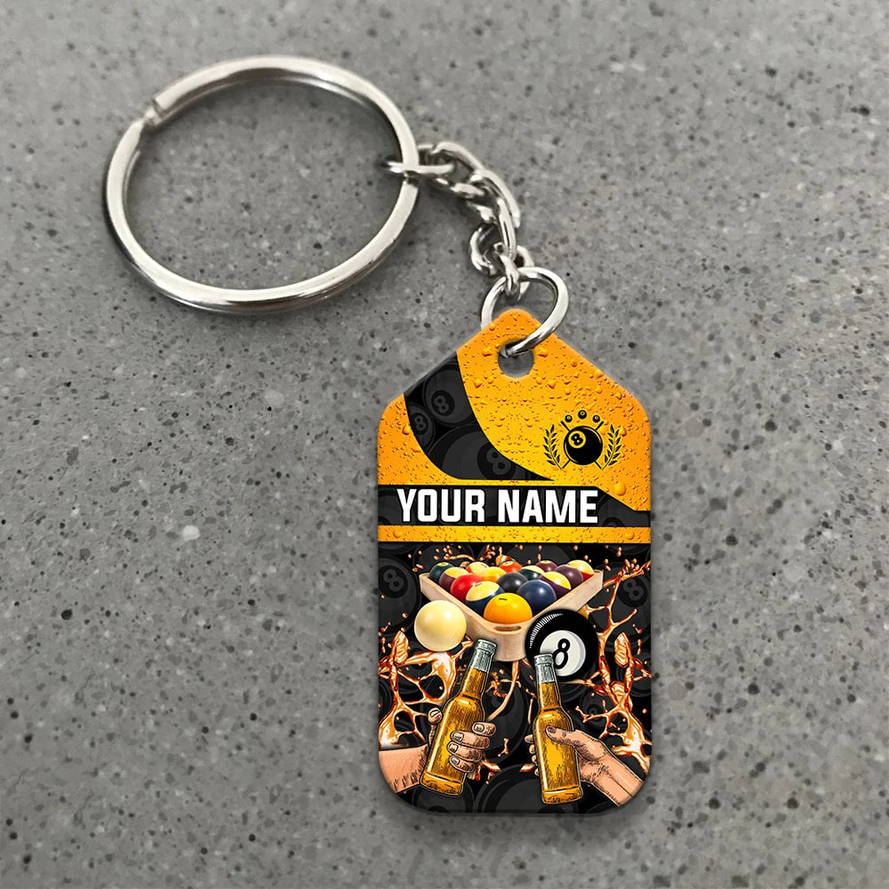 Pool And Beer That's Why I Am Here Personalized Name Keychain Gift For Billiard Players ORN0171