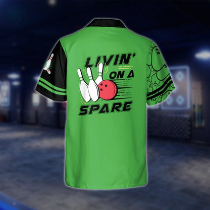 Custom Livin' On A Spare Green Bowling Hawaiian Shirt Men Women, Funny Custom Bowling Shirts BZ0015 BOW0306
