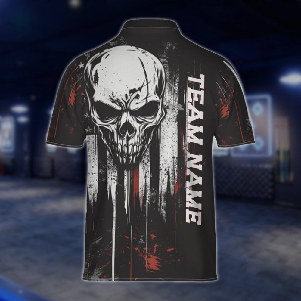 Custom Skeleton Black White Bowling Jersey Mens, Custom Skull Bowling Team Shirts BZ0141 BOW0454