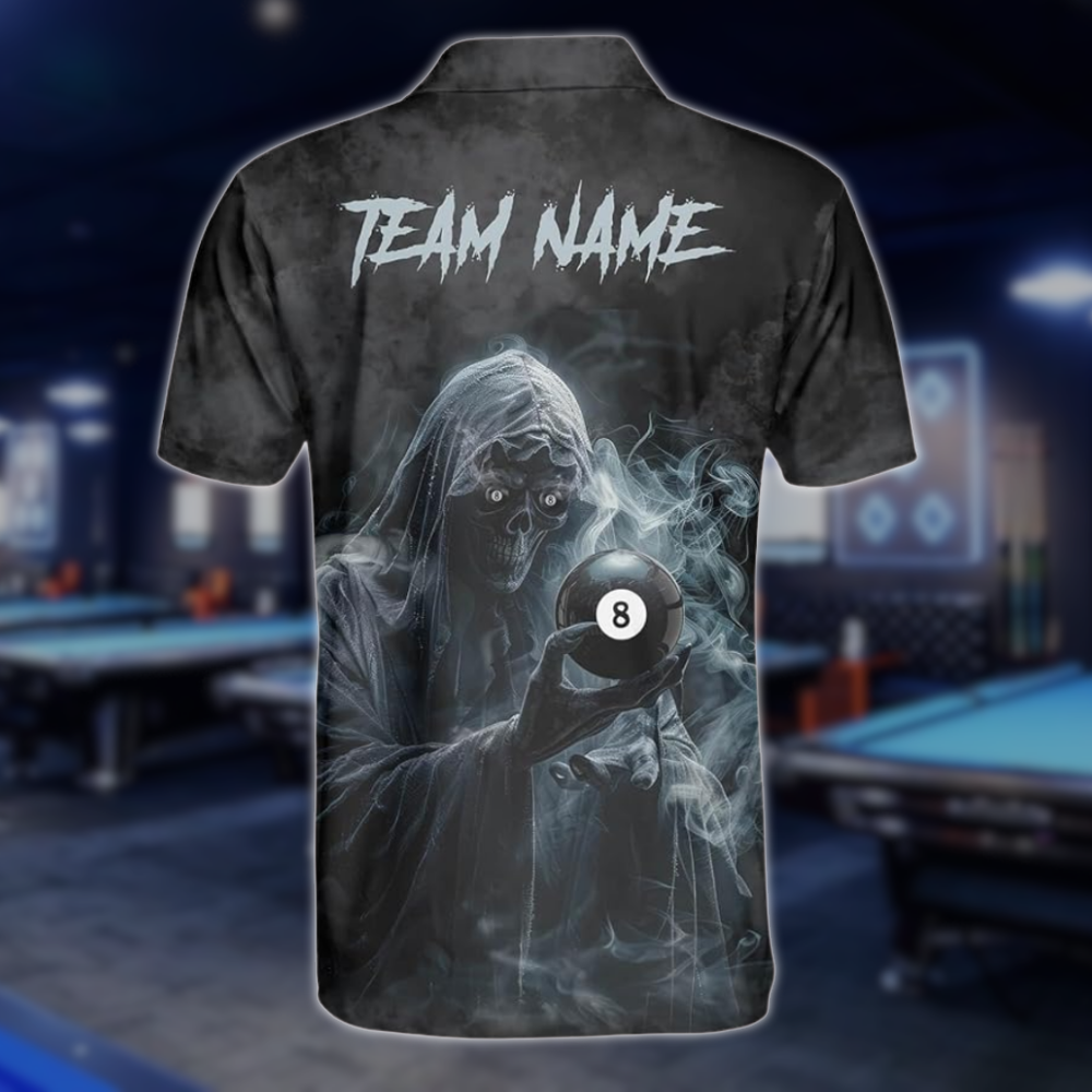 Custom Skull Billiard Men Polo Shirts, Custom Skull Billiard Team Shirts BLD0285