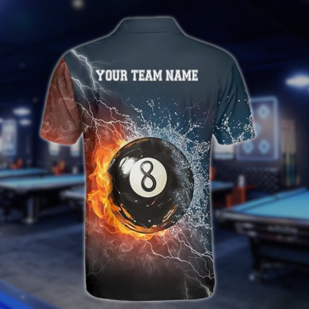 Custom Flame Ball Billiard Mens Jersey, Custom Flame Billiard Team Shirts BLD0131