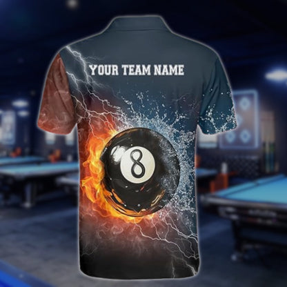 Custom Flame Ball Billiard Mens Jersey, Custom Flame Billiard Team Shirts BLD0131