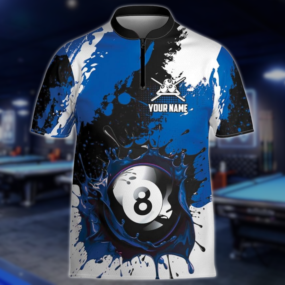 Custom White Green 8 Ball Billiard Men Jersey, Custom 8 Ball Pool Team Shirts BLD0262