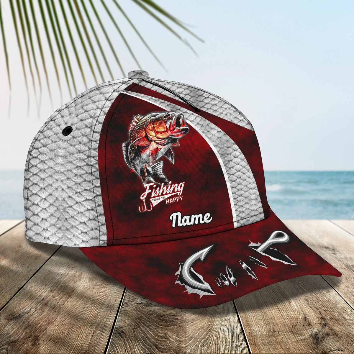 Bass Fishing 02- Personalize Name Cap FISH0040