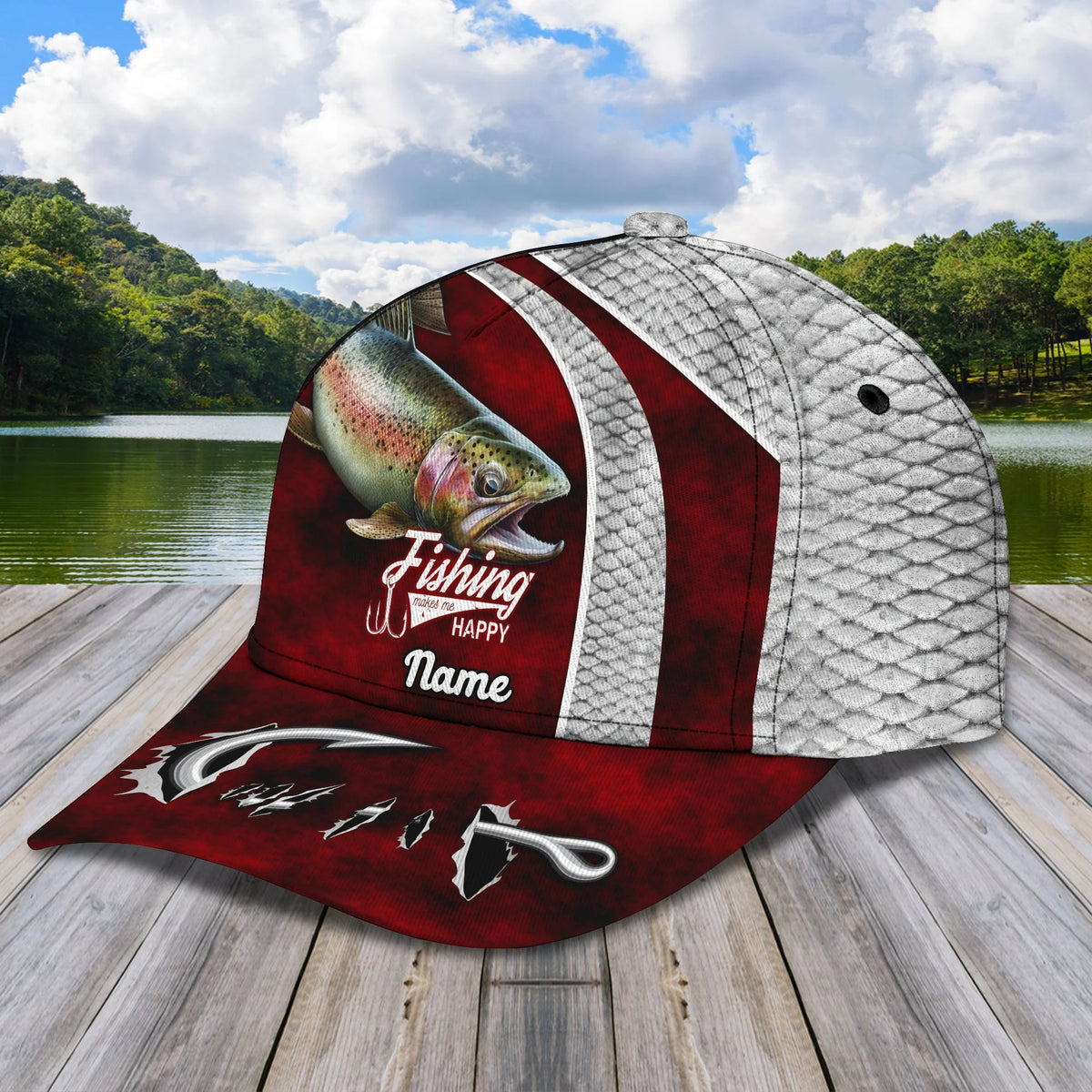 Steelhead  Fishing- Personalize Name Cap  - Loop - Ntp-245 FISH0280