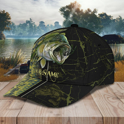Bass Fishing 3 - Personalized Name Cap FISH0214