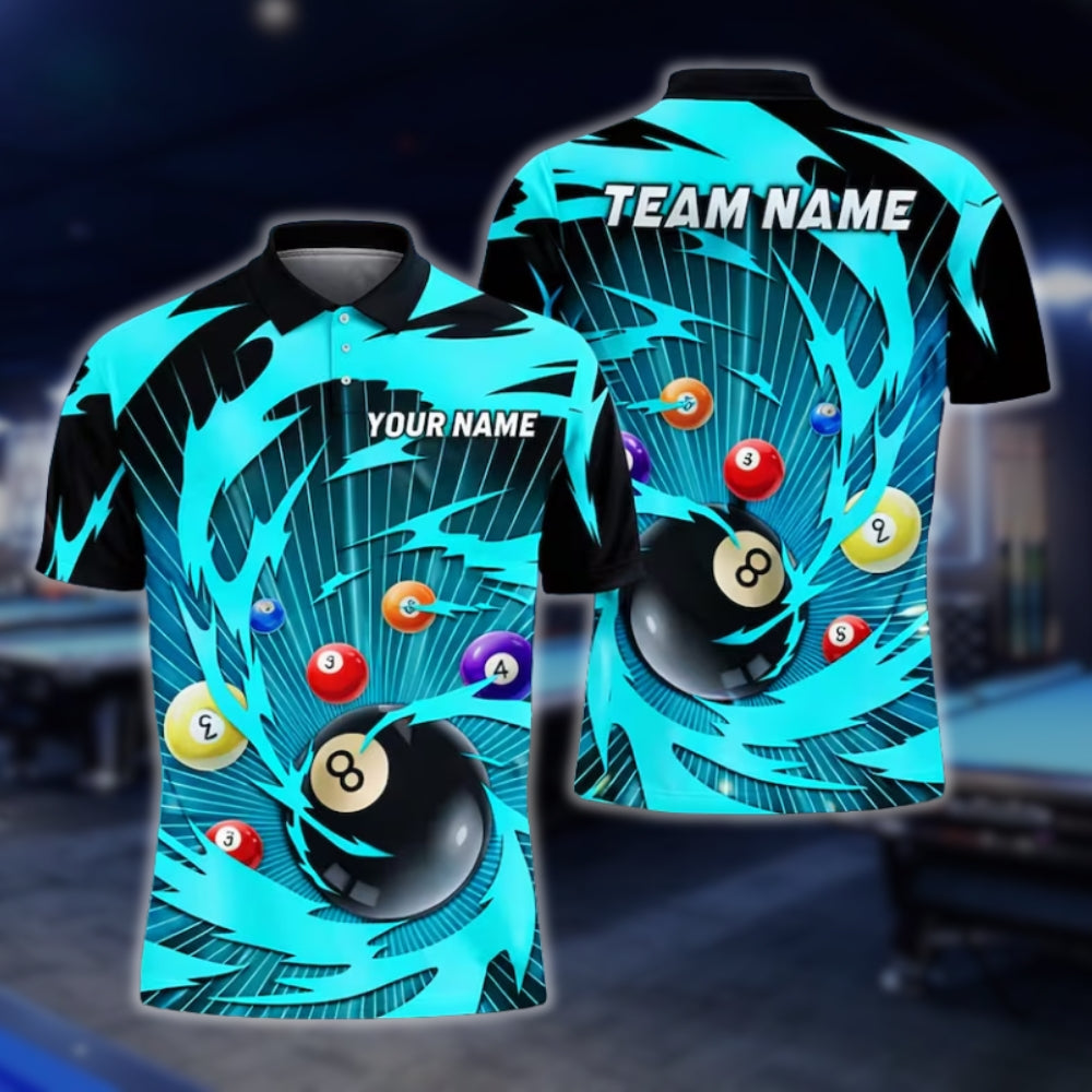 Custom Thunder Lightning Black Yellow Billiard Polo Shirt For Men, Custom Team Billiard Shirts BLD0046