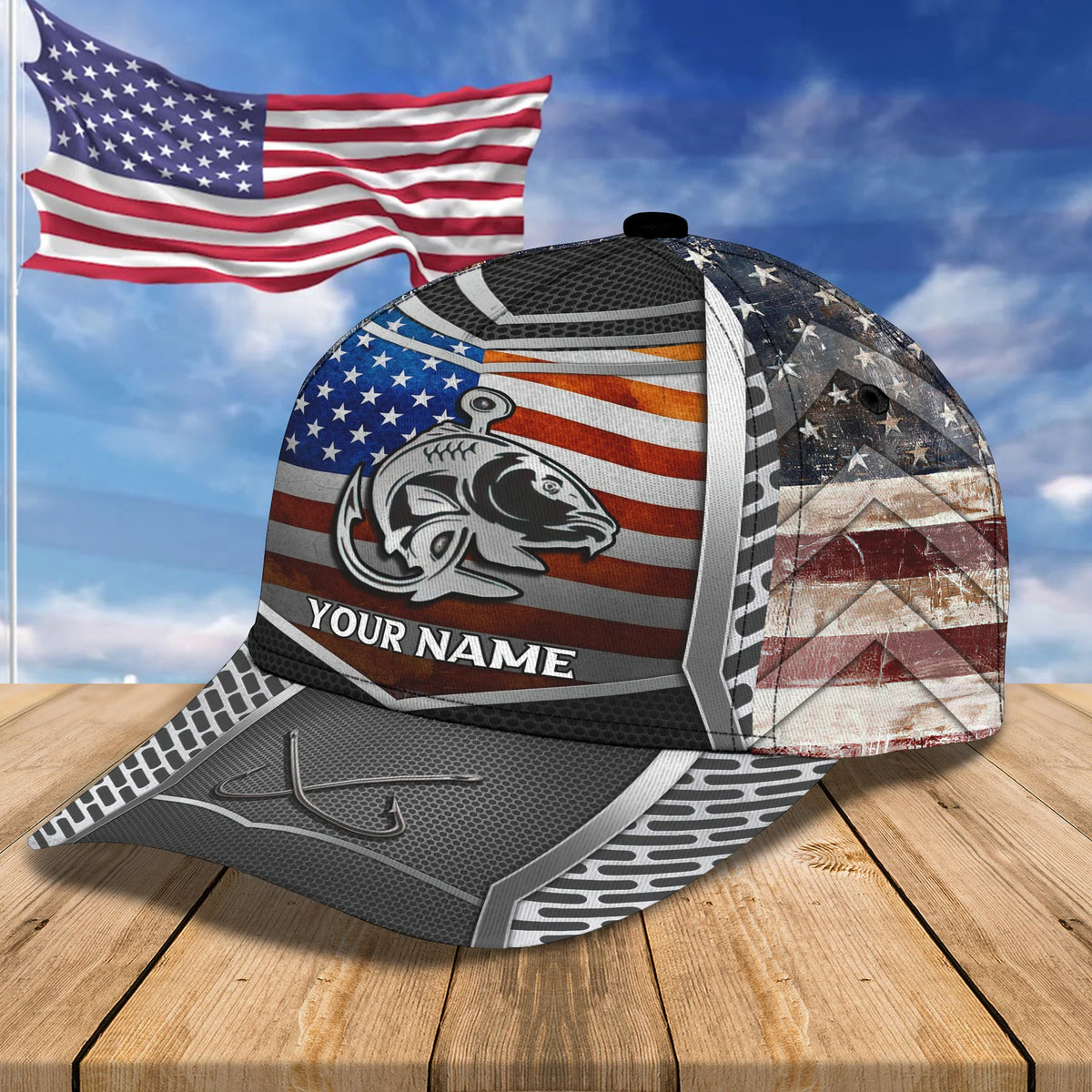 Fishing America - Personalized Name Cap - Urt96 FISH0129