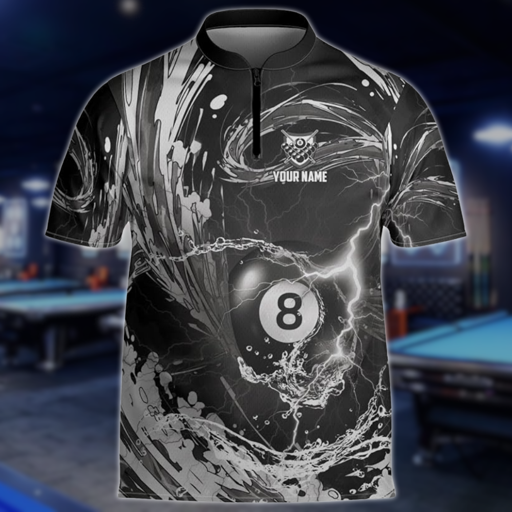 Custom Blue Wave Thunder Billiard Team Jersey For Men, Custom Billiard Shirts BLD0238