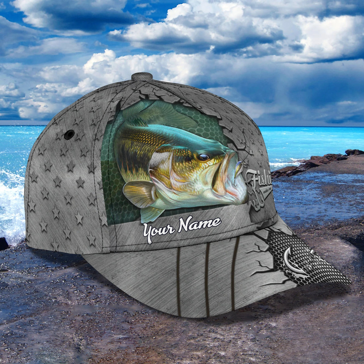 Fishing art- Personalize Name Cap  - ORN0250