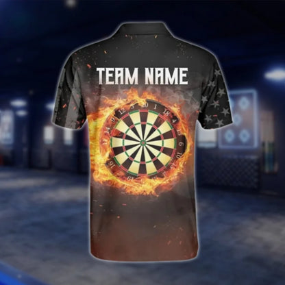 Custom Fire Dart Men's Polo Shirt, Custom Flame Dart Shirts For Team DAT0361