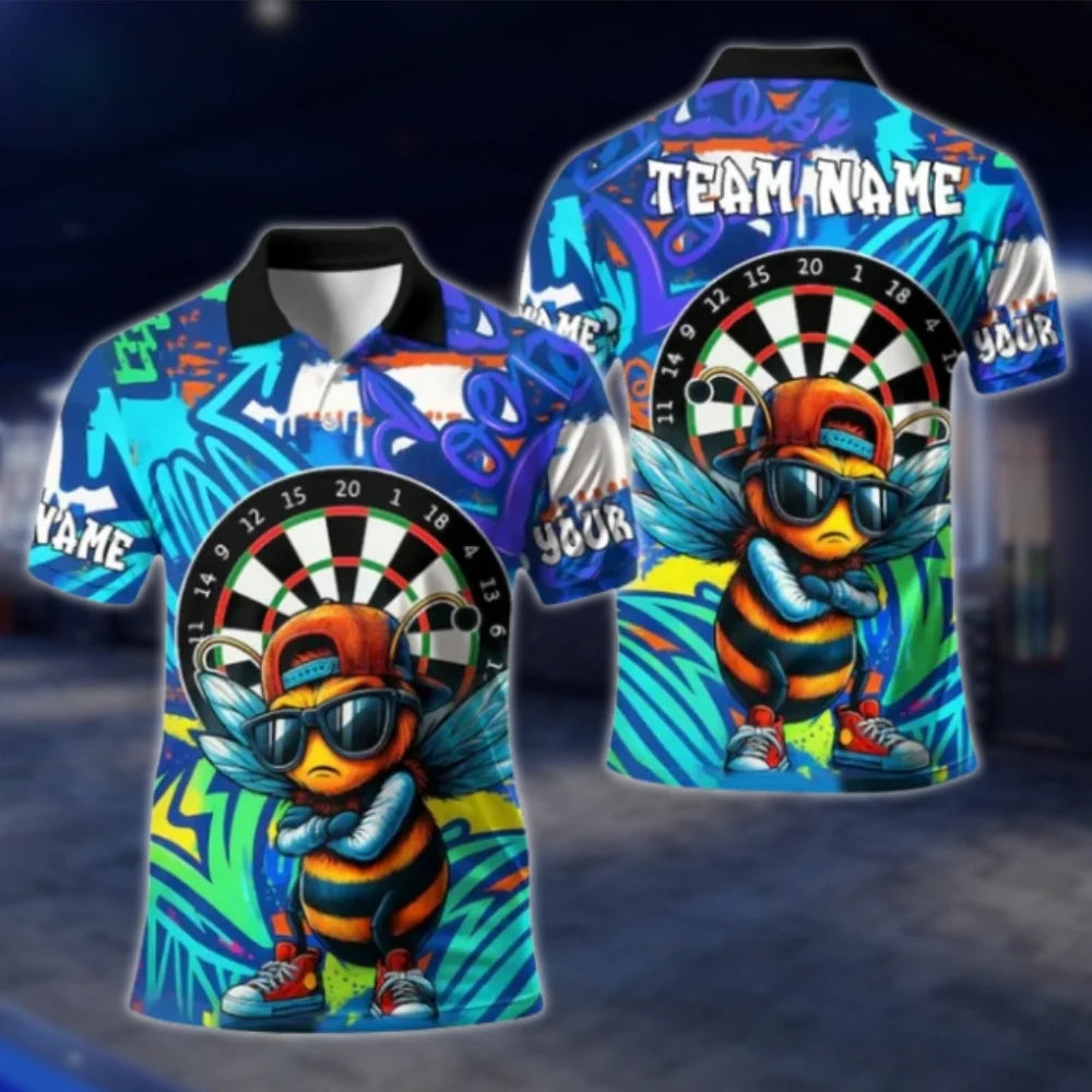 Funny Bee Custom Mens Dart Polo Shirt, Custom Bee Dart Team Shirts DAT0382