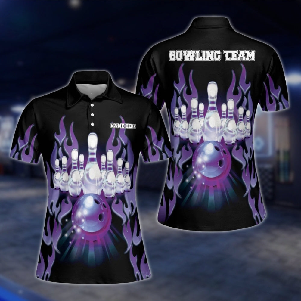 Custom Flame Women's Red Black Bowling Polo Shirt, Custom Flame Bowling Team Shirts BW0125 BOW0212