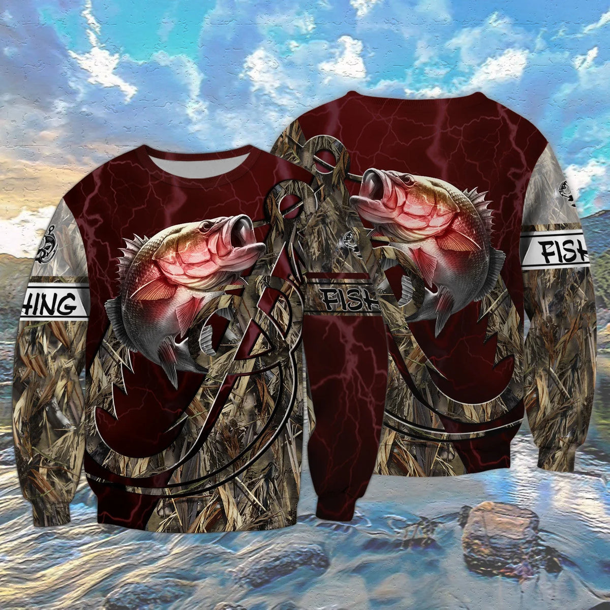 Bass Fishing Red 3D Full Print Shirts, Unique Design for Anglers, Perfect Gift for Bass Fishing Enthusiasts! FISH0026