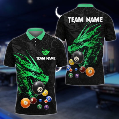 Custom Dragon Black And Yellow Billiard Men Polo Shirt, Custom Dragon Billiard Shirts For Team BLD0155