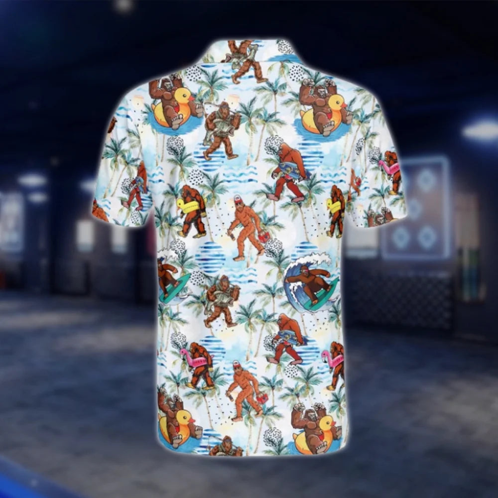 Tropical Bigfoot Beach Golf Polo Shirt For Men, Bigfoot Golf Shirts GOF0152