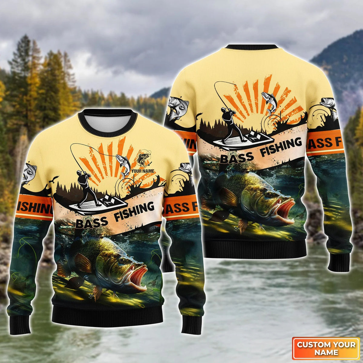 Bass Fishing Personalized Name 3D Full Print Shirts 08 FISH0064