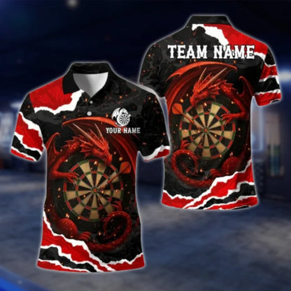 Dragon Custom Mens Purple Dart Polo Shirt, Custom Dragon Dart Team Shirts DAT0331