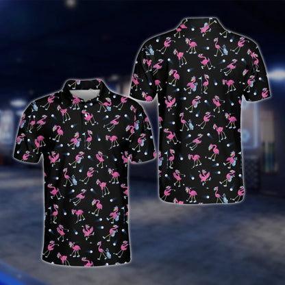 Flamingo Funny Golf Polo Shirt For Mens, Flamingo Lover Golf Shirts GOF0068