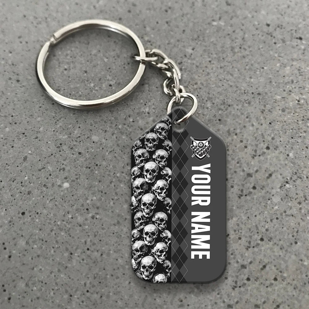 Billiard I Beat People With A Stick Personalized Name Keychain For Billiard Players ORN0245