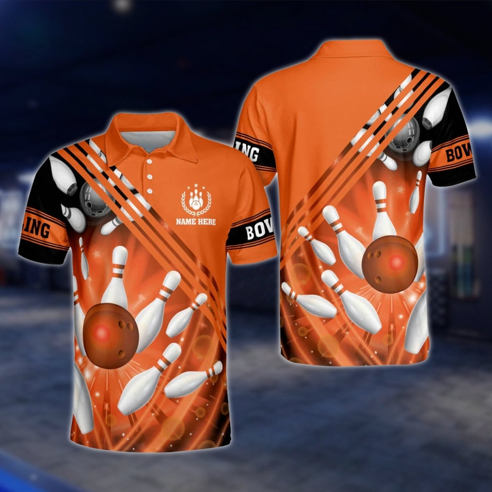 Custom Name Red Bowling Polo Shirt For Men, Custom Bowling Shirts BM0250 BOW0221