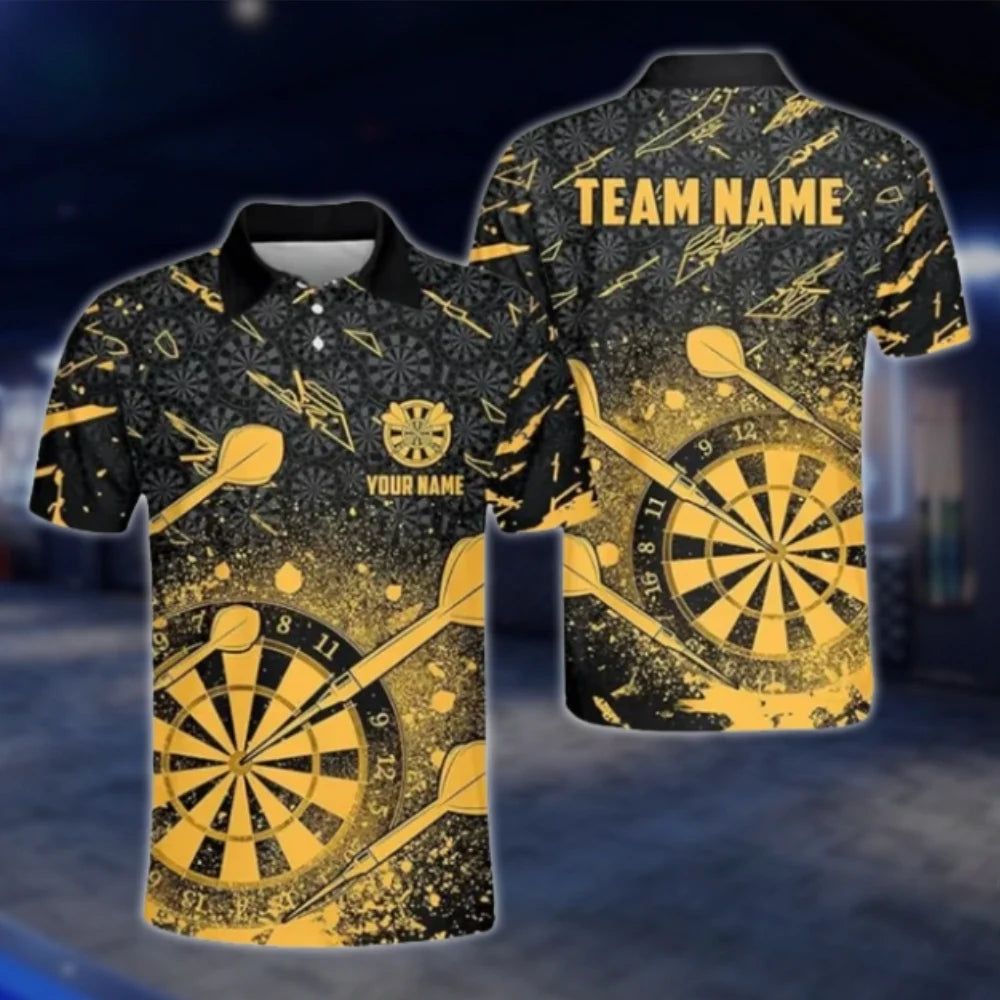 Custom Team Red Black Men's Dart Polo Shirt, Custom Dart Team Shirts DAT0402