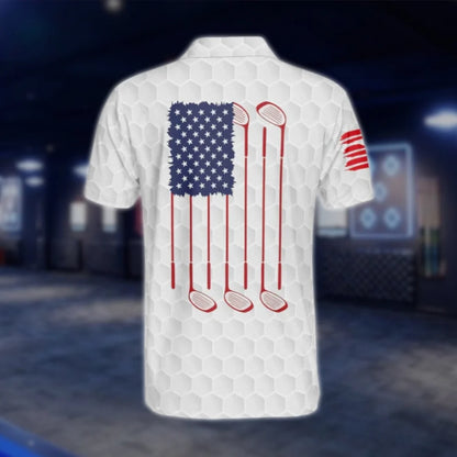 Customized American Flag Golf Polo Shirts For Men, Custom Patriotic Golf Shirts GOF0195