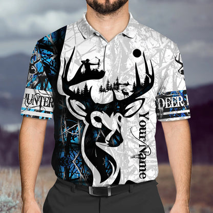 Deer Hunter - Personalized Name 3D Polo Shirt - Loop-Lnp-02 HNT0205