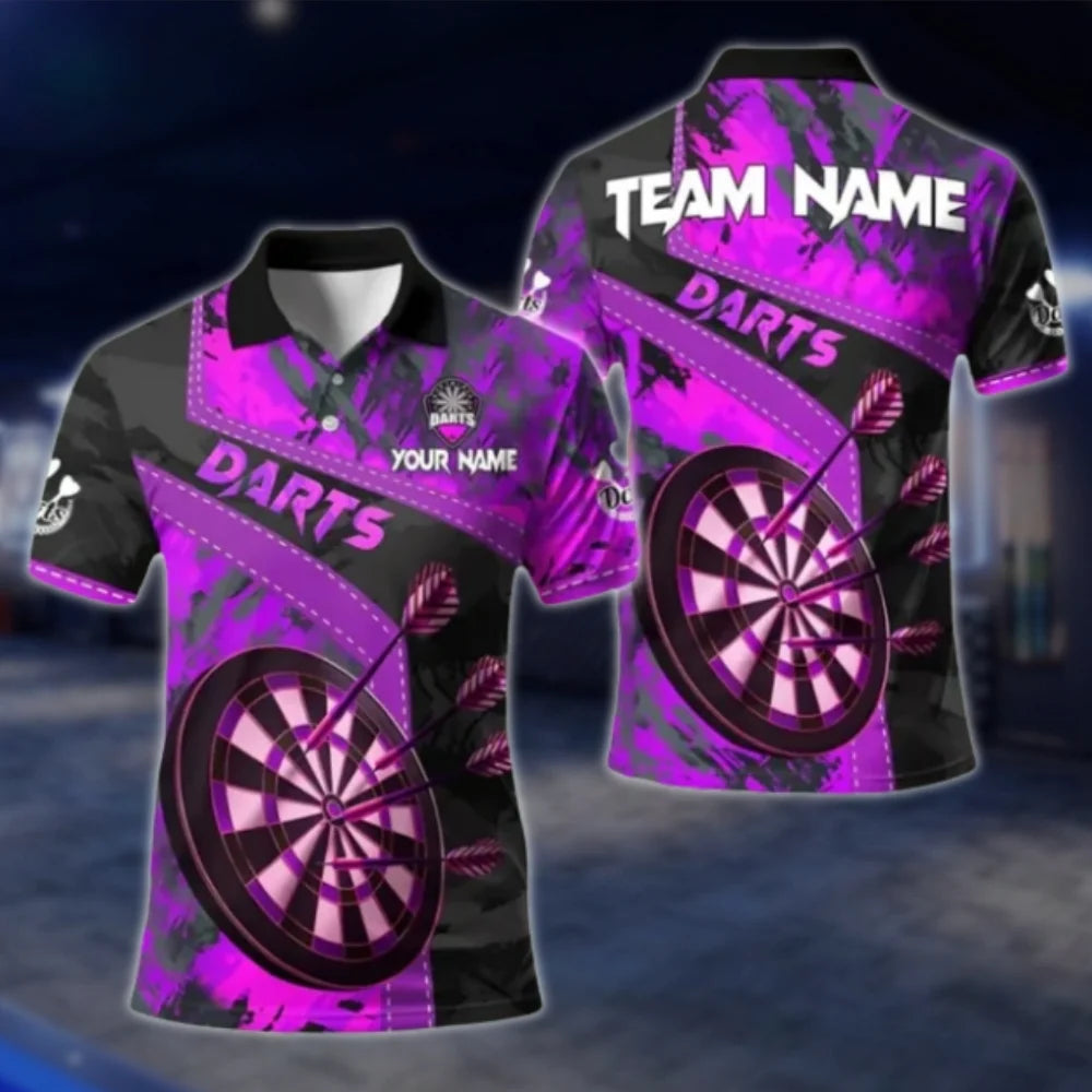 Custom Team Red Grunge Darts Polo Shirt Mens, Custom Dart Shirts For Team DAT0399