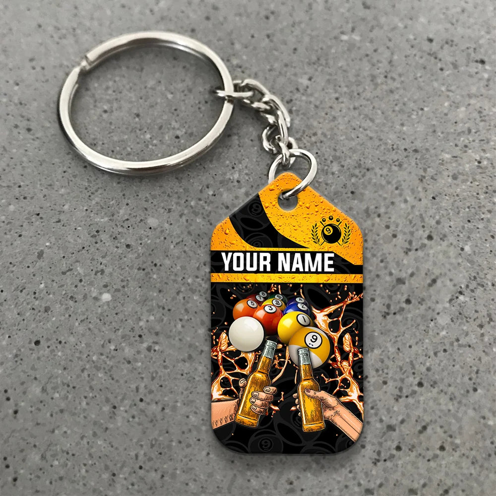 Nine-Ball Billiard And Beer That's Why I'm Here Personalized Name Keychain For Billiard Players ORN0191