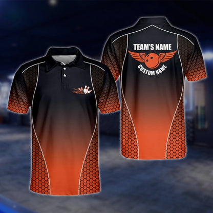 Blue Black Custom Team Bowling Mens Polo Shirt, Custom Bowling Shirts BM0091 BOW0268