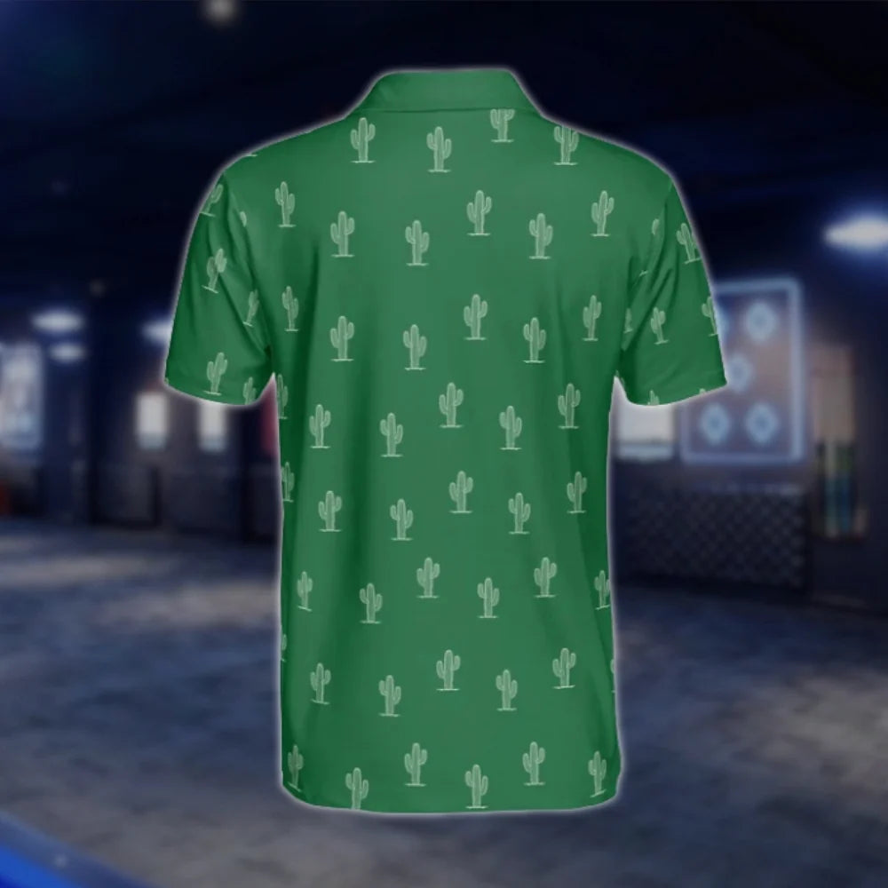Green Cactus Golf Men's Polo Shirt, Cactus Golf Shirt GOF0136