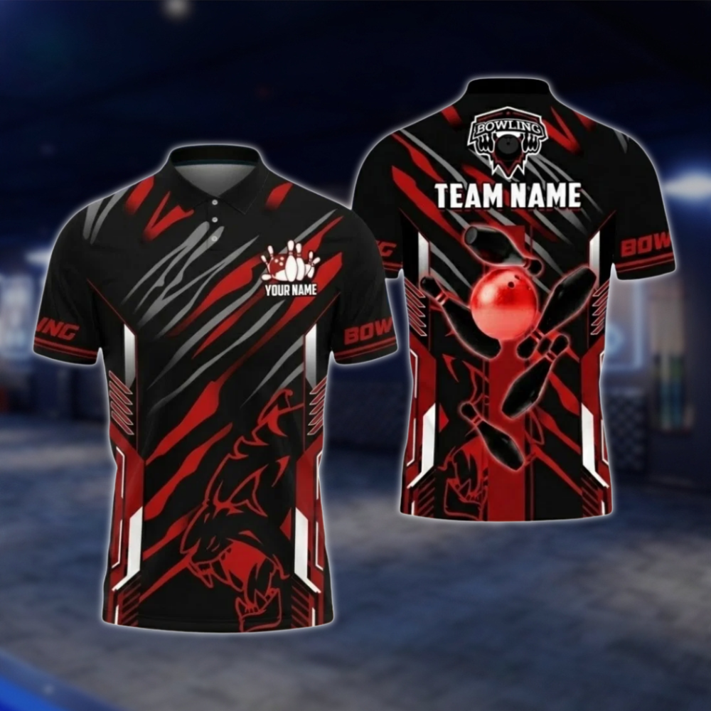 Personalized Black Gold Bowling Team Polo Shirt For Men, Custom Team Bowling Shirt BZ0802 BOW0104