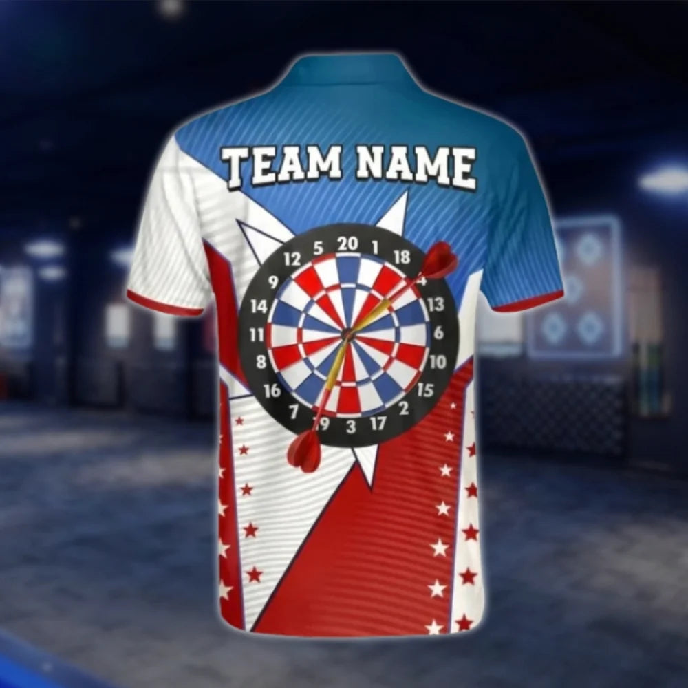 Texas Flag Personalized Mens Dart Polo Shirt, Custom Texas Darts Team Shirts DAT0265