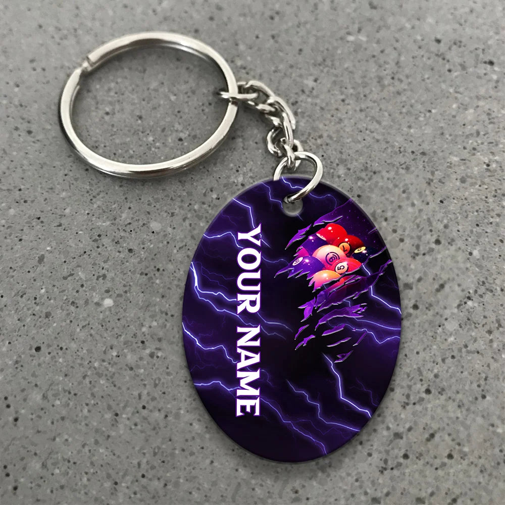 Billiard Pool 9 Ball Thunder Viking Personalized Name Keychain For Billiard Players ORN0165