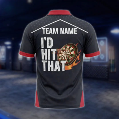 Custom I'd Hit That USA Flag Men's Darts Polo Shirt, Custom Funny Darts Team Shirts DAT0405