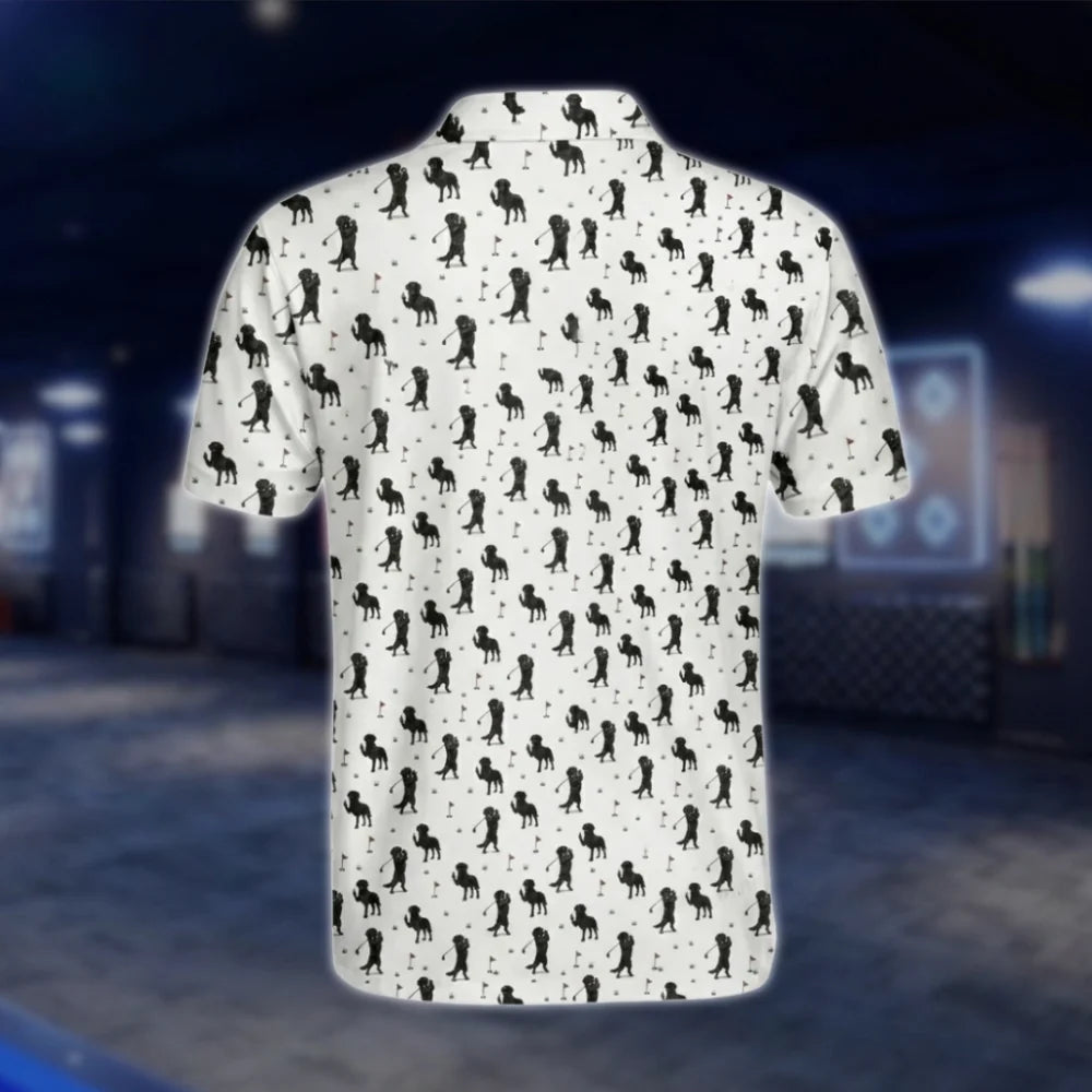 Mens Black Labrador Golf Polo Shirt, Black Labrador Dog Golf Shirts GOF0054