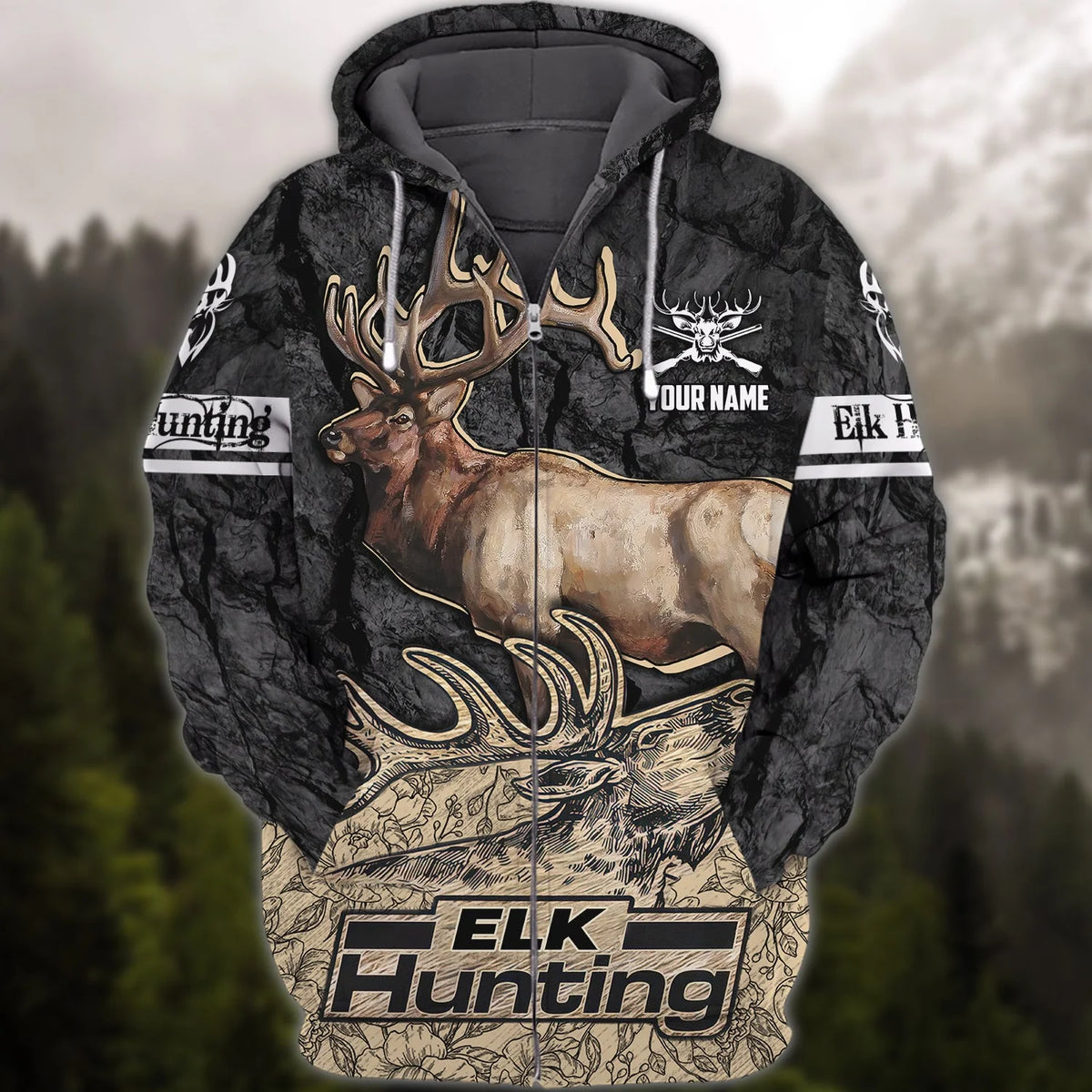 ELK Hunting 068 - Personalized Name 3D Zipper Hoodie - DAT93 HNT0050